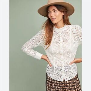 Anthropologie Ivory Lace Blouse